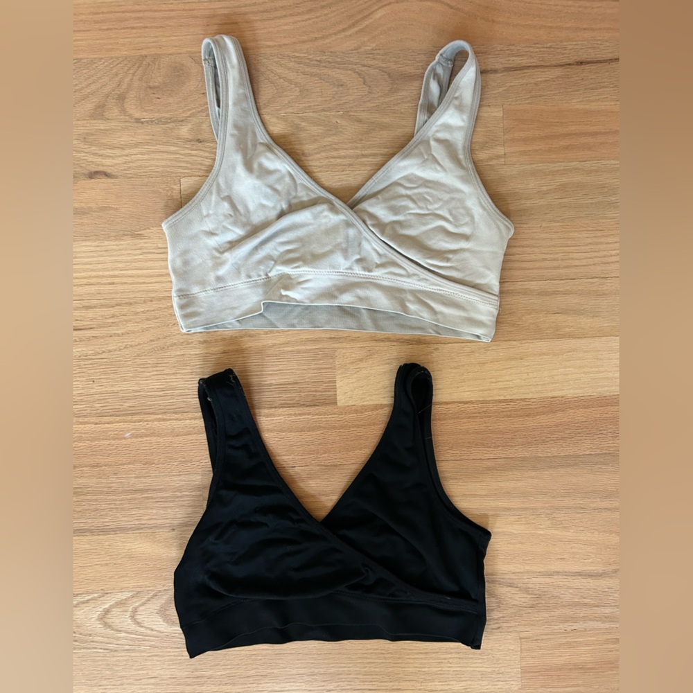 Bundle of 5 nursing bras- clip down and pull aside - Black, Gray - size small - Picture 9 of 11